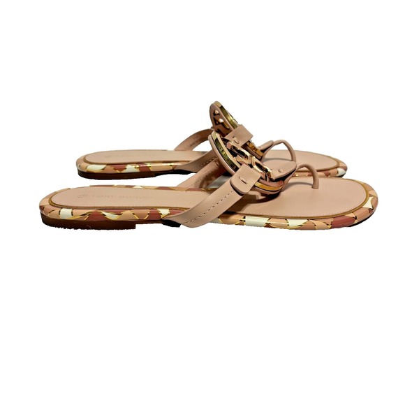 Tory Burch Miller Geometric Logo Thong Sandals Women's Size 8.5 M Nude Blush - Picture 8 of 16